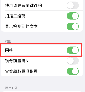 美姑苹果手机维修网点分享iPhone如何开启九宫格构图功能 