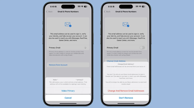 美姑苹果手机维修分享苹果 iOS 18.1 支持设置“主要”邮箱地址并更改 iCloud 邮箱 